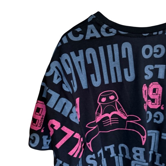 NBA Womens Chicago Bulls Graphic Crop Tee Black All Over Print XXL - Picture 9 of 13